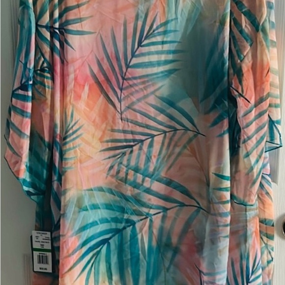 Democracy Aqua Multi Color Palm Swimwear Coverup - Picture 10 of 16